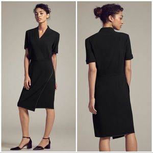Black Japanese crepe wrap dress.